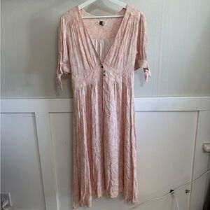 Pink Maxi Dress with Button Details